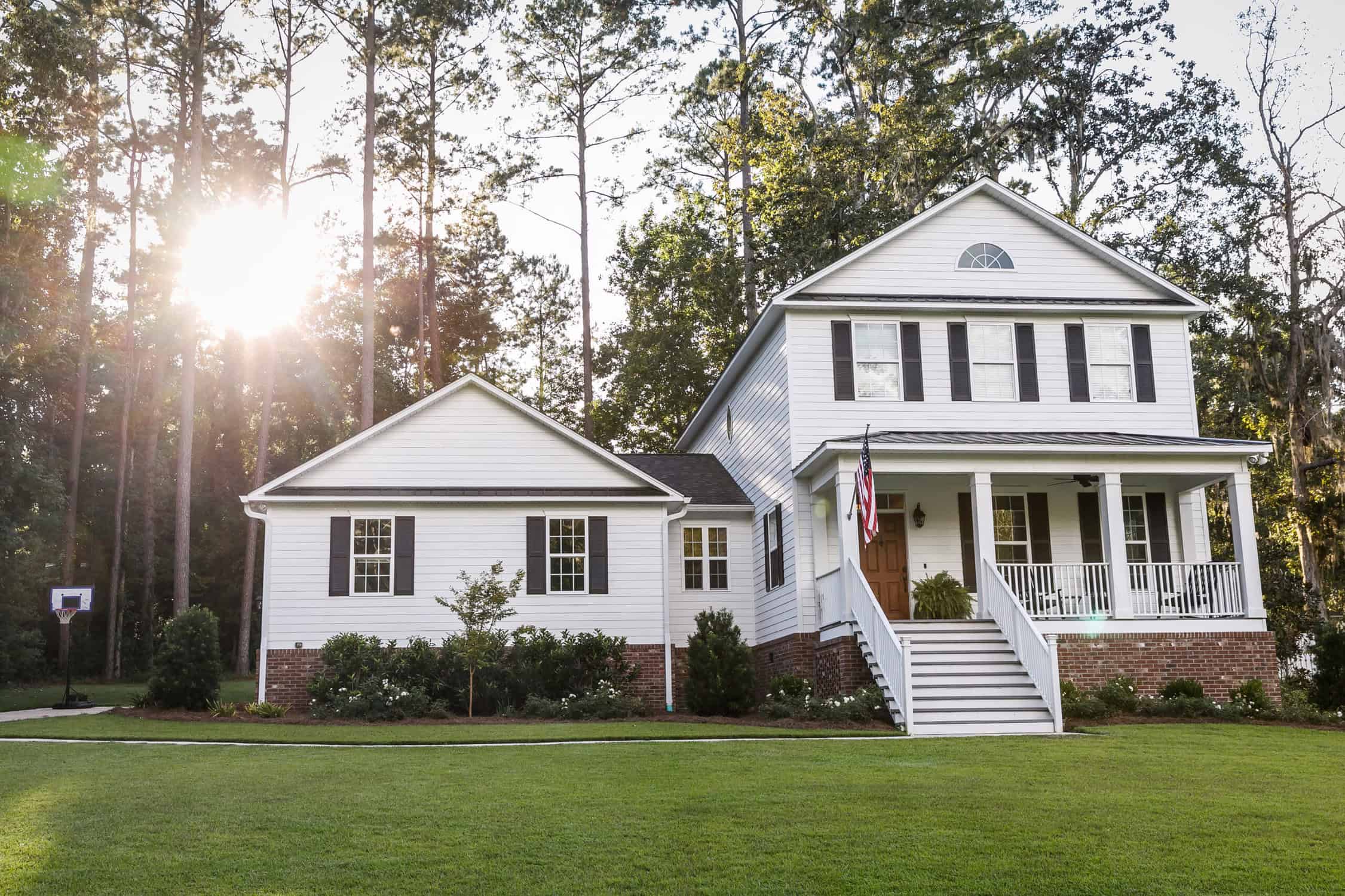 Suburban White All American Contemporary Farmhouse